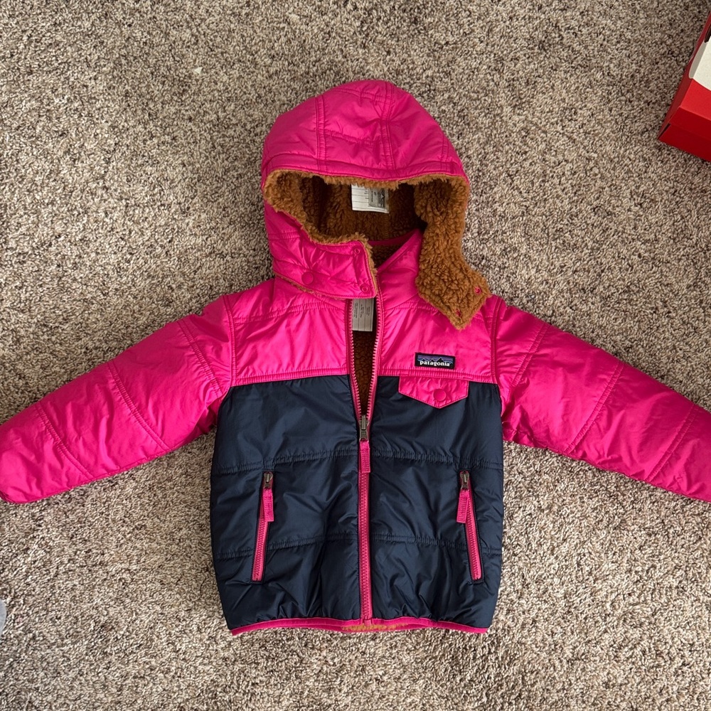 Patagonia Brown Sherpa Jacket with Pink Trim